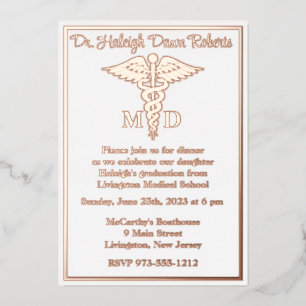 Caduceus Medical School Graduation White/Rose Gold