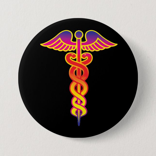 caduceus medical symbol 7.5 cm round badge (Front)
