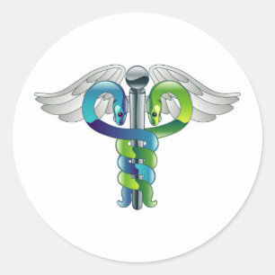 Caduceus medical symbol classic round sticker