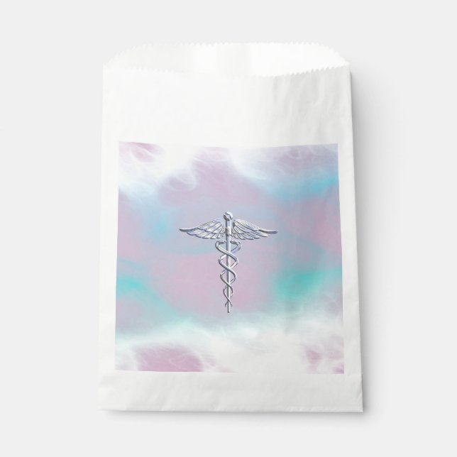 Caduceus Medical Symbol on Mother Pearl Decor Favour Bags (Front)