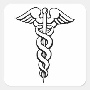 Caduceus Medical Symbol Square Sticker
