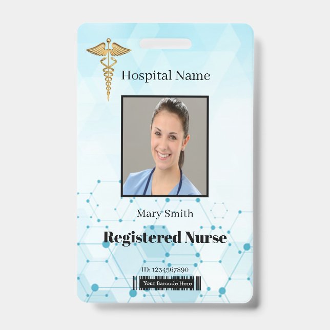 Caduceus Molecule Medical Vertical Photo ID Badge (Front)