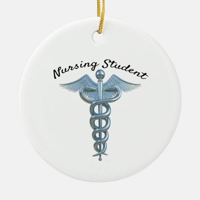 Caduceus Nursing Student Ceramic Tree Decoration (Front)