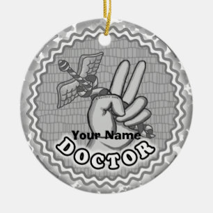 Caduceus peace doctor  ceramic tree decoration