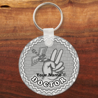 Caduceus peace doctor key ring