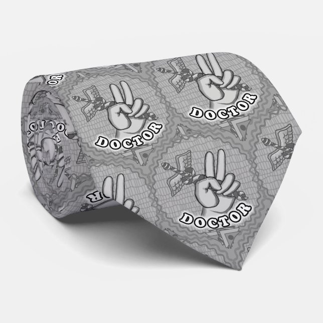 Caduceus Peace doctor  Tie (Rolled)