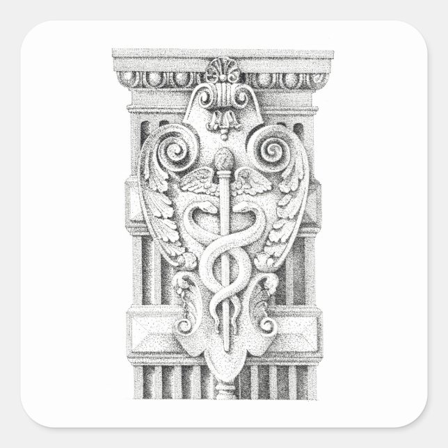 CADUCEUS Small Square Stickers (Front)