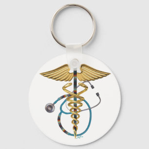 Caduceus & Stethoscope Key Ring