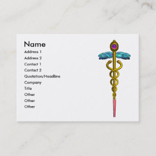 CADUCEUS, vibrant gold amethyst Business Card