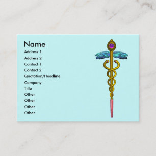 CADUCEUS, vibrant gold amethyst Business Card