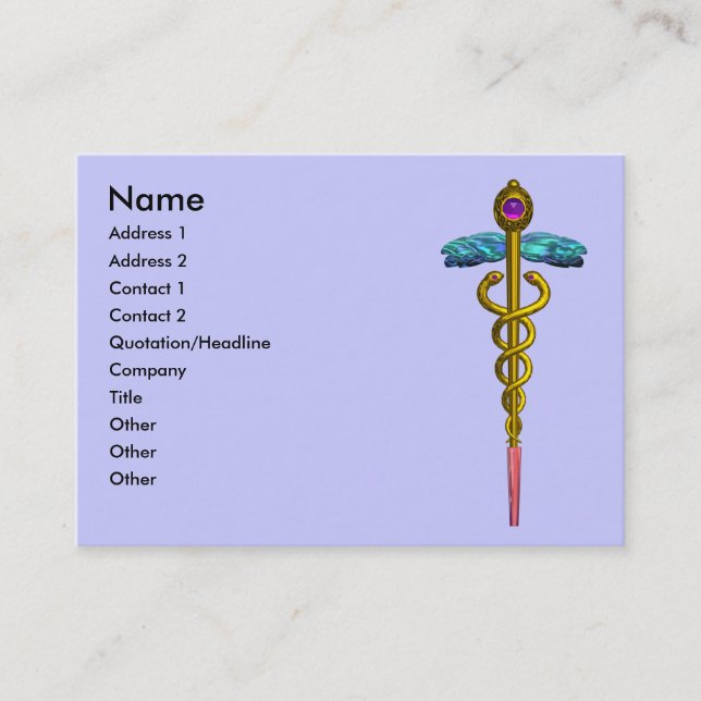 CADUCEUS,  vibrant gold amethyst Business Card (Front)
