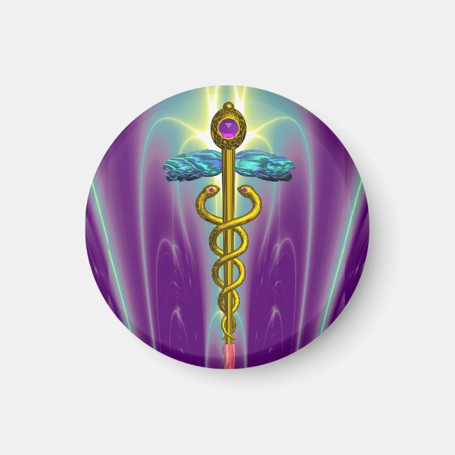 CADUCEUS , vibrant gold amethyst Magnet (Front)