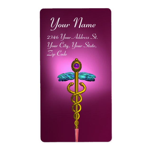 CADUCEUS,vibrant gold amethyst violet pink purple (Front)
