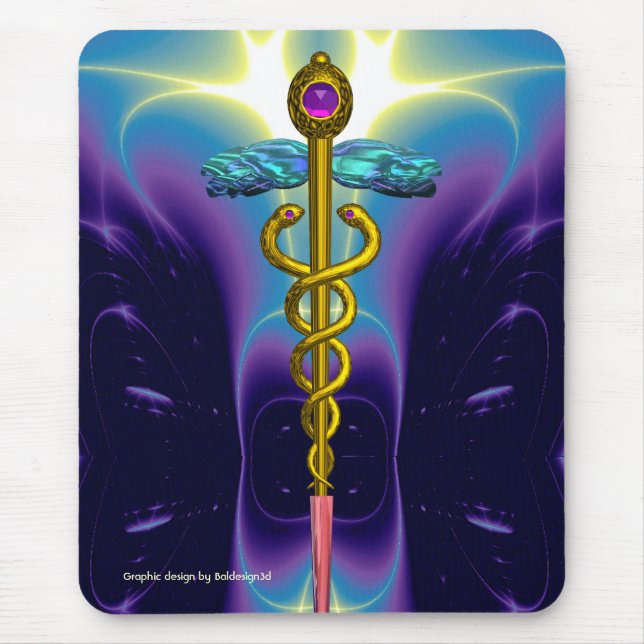 CADUCEUS , vibrant gold ametist Mouse Pad (Front)