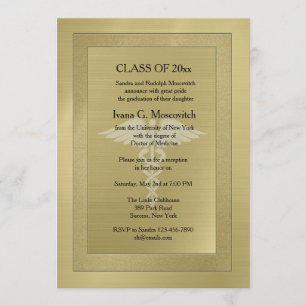 Caduceus Watermark Gold Medical Graduation Invite