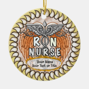 Caduceus wings rn nurse ceramic tree decoration