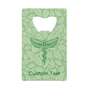 Caduceus with Leaves Background