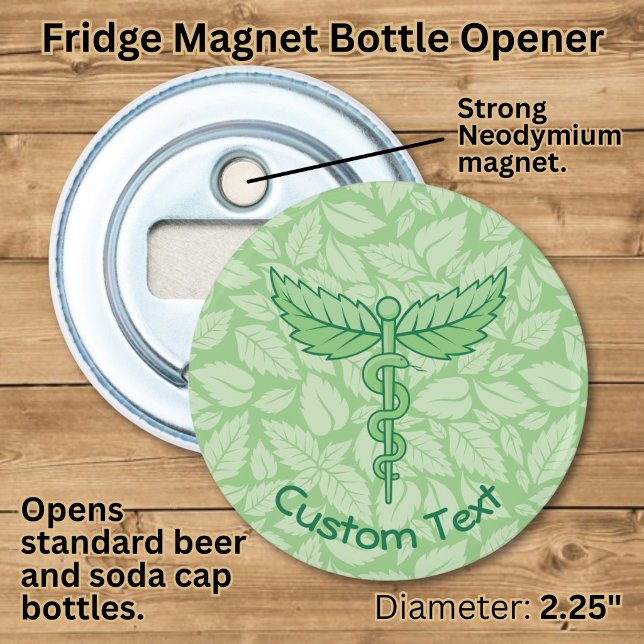 Caduceus with Leaves Background Bottle Opener (Creator Uploaded)