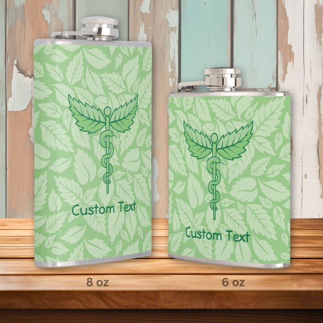 Caduceus with Leaves Background Flask (Creator Uploaded)