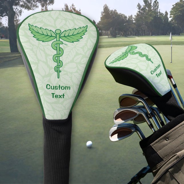 Caduceus with Leaves Background Golf Head Cover (Creator Uploaded)