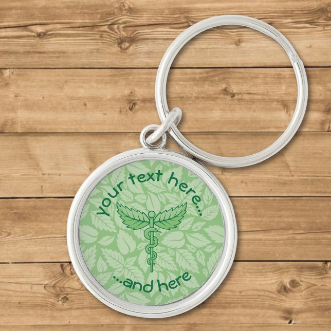 Caduceus with Leaves Background Keychain (Creator Uploaded)
