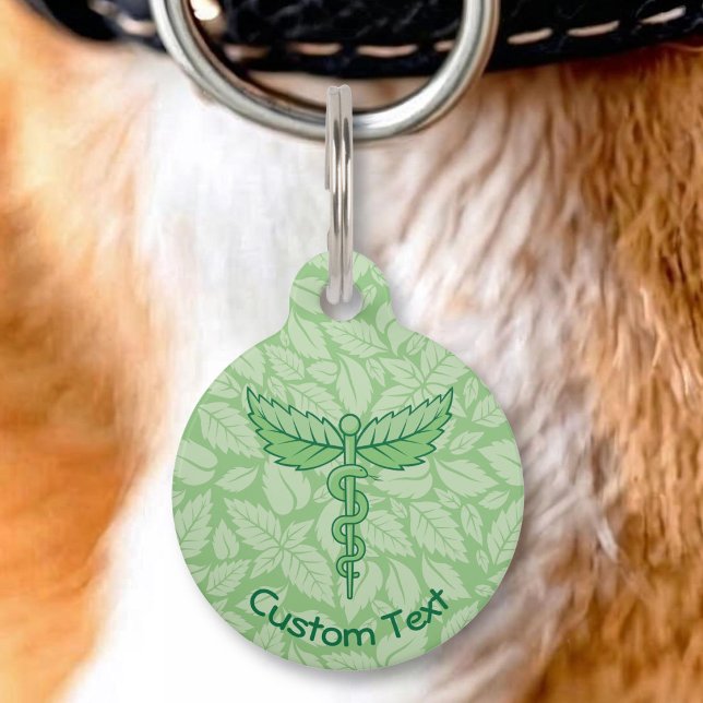 Caduceus with Leaves Background Pet ID Tag (Creator Uploaded)