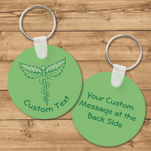 Caduceus with Leaves Keychain