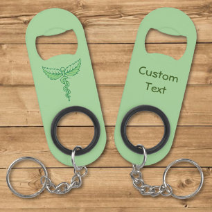 Caduceus with Leaves Keychain Bottle Opener