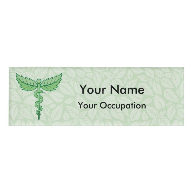 Caduceus with leaves Name Tag (Front)