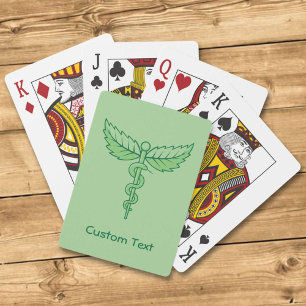 Caduceus with Leaves Playing Cards