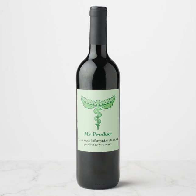 Caduceus with Leaves Wine Label (Front)