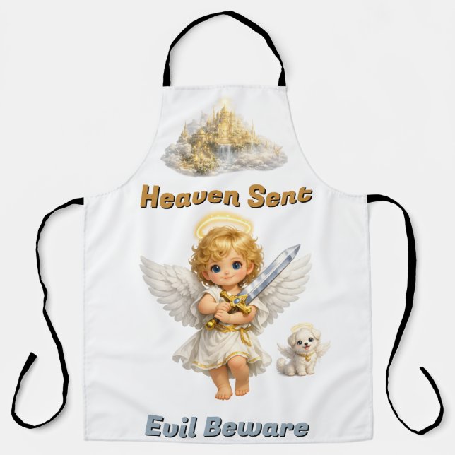 Cael and Halo Heaven Sent Evil Beware Apron (Front)