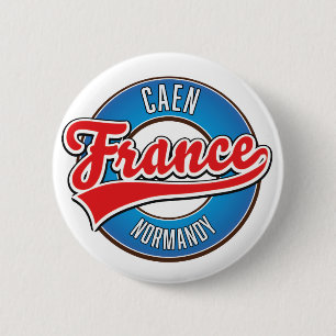 Caen Normandy France retro logo 6 Cm Round Badge