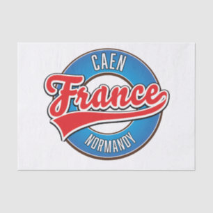 Caen Normandy France retro logo Invitation Postcar Tissue Paper