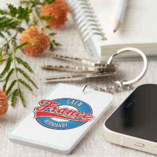 Caen Normandy France retro logo Key Ring