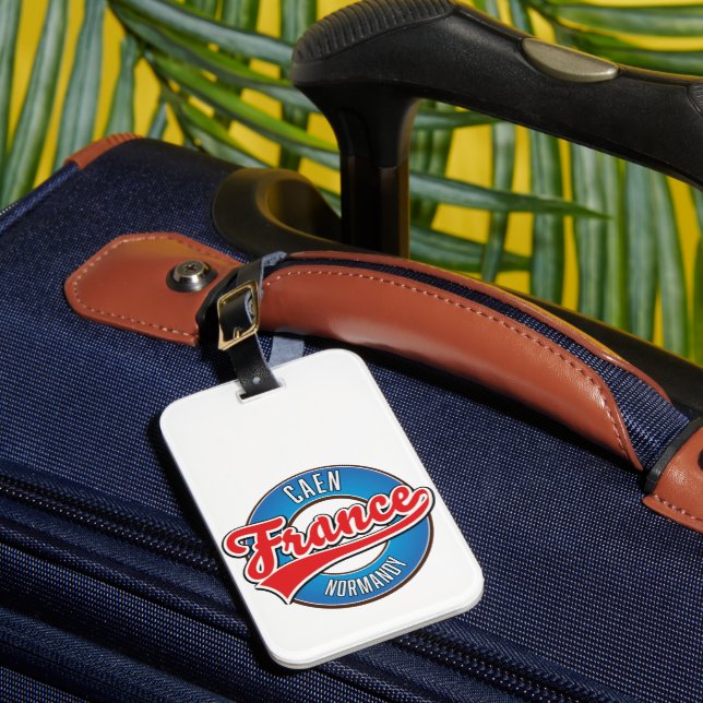 Caen Normandy France retro logo Luggage Tag (Front Insitu 1)