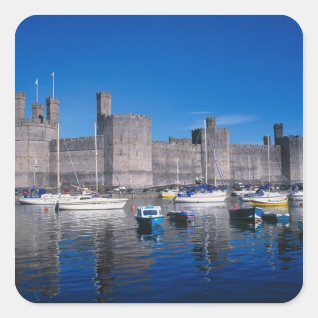 Caernarfon Castle, Gwynedd, Wales Square Sticker (Front)