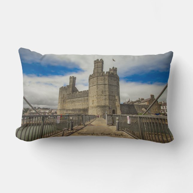 Caernarfon Castle Wales. Lumbar Cushion (Front)