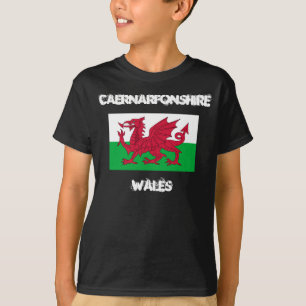 Caernarfonshire, Wales with Welsh flag T-Shirt