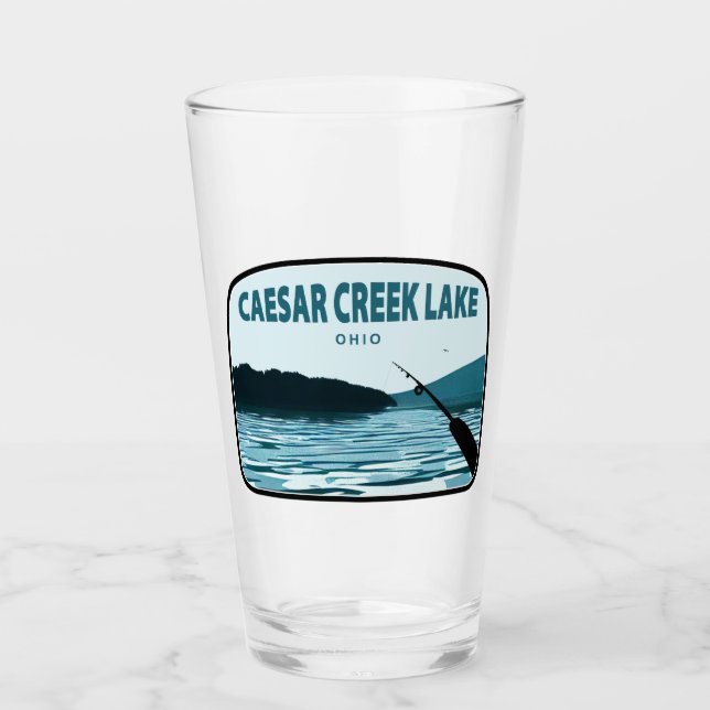 Caesar Creek Lake Ohio Fishing Rod Glass (Front)