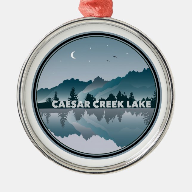 Caesar Creek Lake Ohio Reflection Metal Tree Decoration (Front)