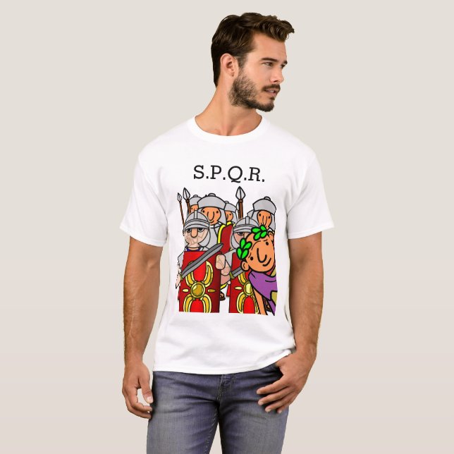 Caesar Photo-Bomb Roman Legion Selfie S.P.Q.R. T-Shirt (Front Full)