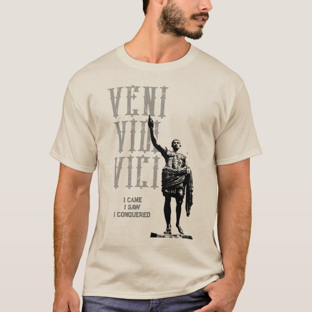 Caesar Veni Vidi Vici Sand Colour Modern Mens T-Shirt (Front)