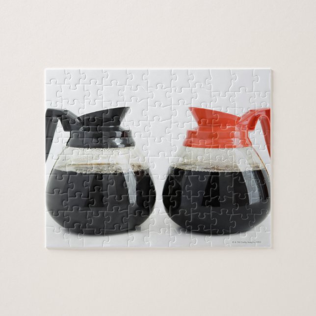 Caf. and Decaf. Coffee Pots on White. Jigsaw Puzzle (Horizontal)