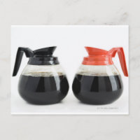 Caf. and Decaf. Coffee Pots on White.