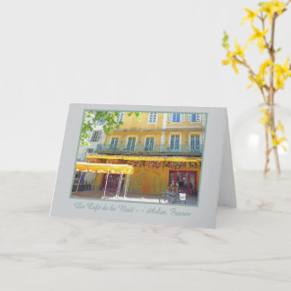 "CAFE AT NIGHT IN ARLES FRANCE" Greeting Card