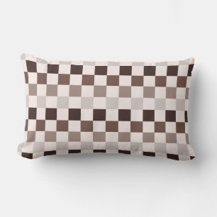 Cafe Au Lait checkerboard pattern Lumbar Cushion