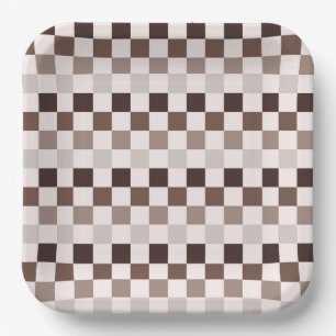 Cafe Au Lait checkerboard pattern Paper Plate