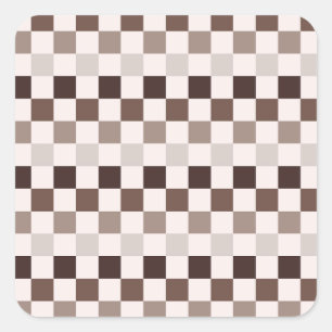 Cafe Au Lait checkerboard pattern Square Sticker