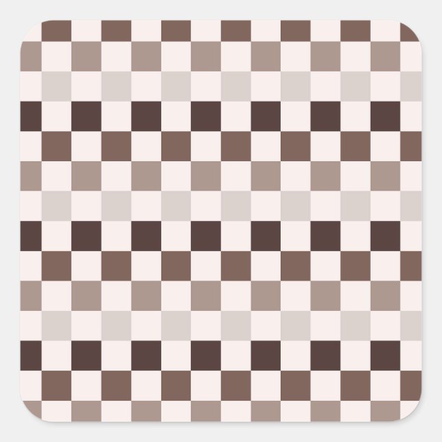 Cafe Au Lait checkerboard pattern Square Sticker (Front)